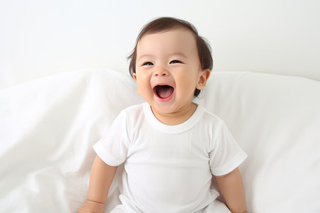 Laughing Baby Bliss Isolated On White Backgroundの素材