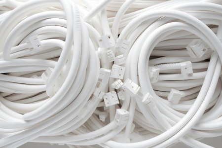 Wired Wonder: Cables Displayed on Clean Whiteの素材