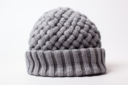 Grey Knit Beanie Isolated On White Backgroundの素材
