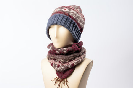 Scarf Beanie Hat Isolated On White Backgroundの素材