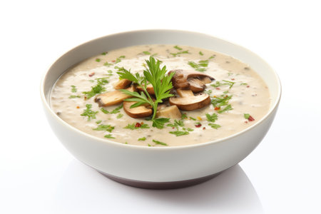 Creamy Palate Mushroom Soup Isolated On White Backgroundの素材