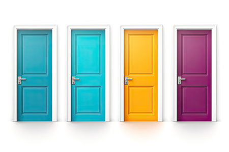 Beauty of a Colorful Panel Door Isolated On White Backgroundの素材