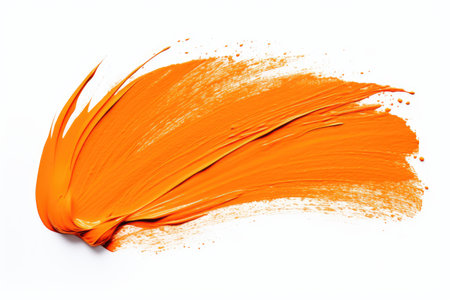 Orange Mascara Brush Stroke Isolated On White Backgroundの素材