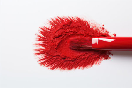 Red Mascara Brush Art Isolated On White Backgroundの素材