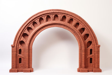 Red Brick Arch Structure Isolated On White Backgroundの素材