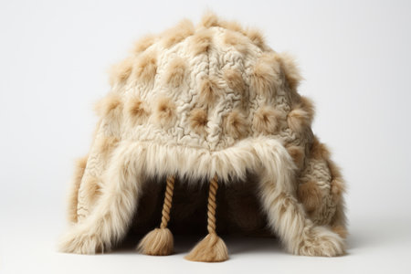 Winter Sherpa Hat Isolated On White Backgroundの素材