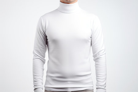 Stylish High Collar Long Sleeve Top Isolated On White Backgroundの素材