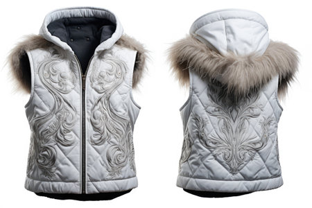 Sleeveless Jacket for Winter Isolated On White Backgroundの素材