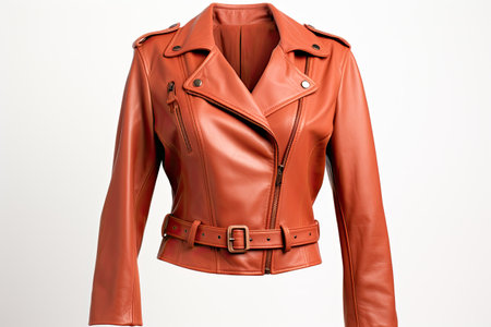 Chic Faux Leather Jacket Unveiled Isolated On White Backgroundの素材