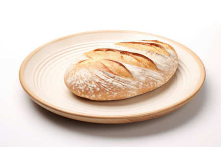 Bread with the Ceramic Plate Isolated On White Backgroundの素材