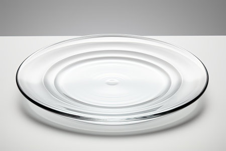 Setting the Table with Clear Glass Chargers Isolated On White Backgroundの素材