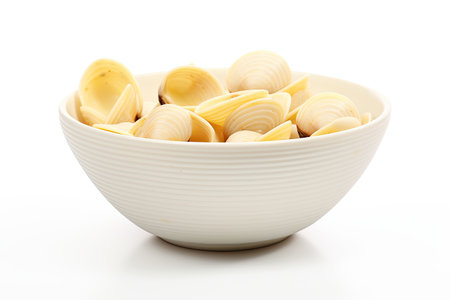 Navigating Flavors in the Conchiglie Bowl Isolated On White Backgroundの素材