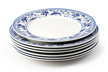 Fine Porcelain Plates Isolated On White Backgroundの素材