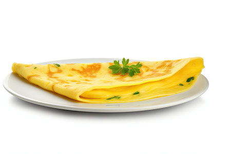 Omelette In Pan Isolated On White Backgroundの素材