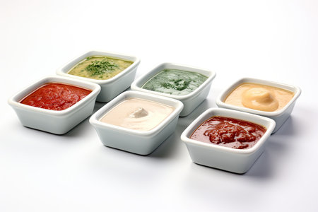Exploring Flavor with the Ideal Sauce Dish Isolated On White Backgroundの素材