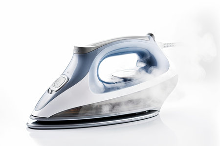 Innovative Steam Brush Iron Isolated On White Backgroundの素材