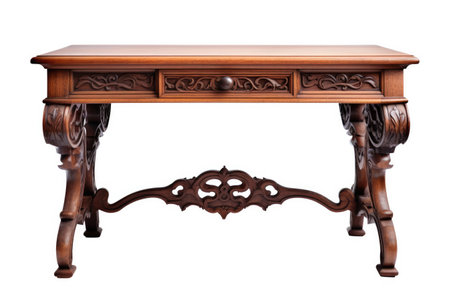 Details of Victorian Carved Tables Isolated On White Backgroundの素材