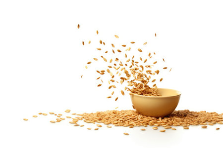 Grainy Symphony Falling Wheat Isolated On White Backgroundの素材