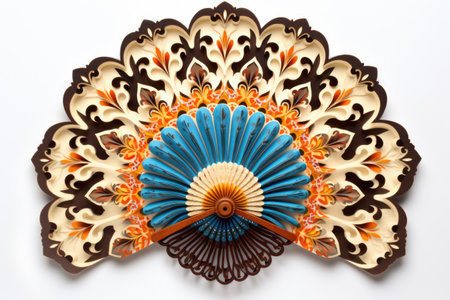 Mandala Print Fan Isolated On White Backgroundの素材