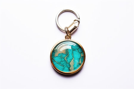 Beautifully Crafted Resin Keychain Isolated On White Backgroundの素材