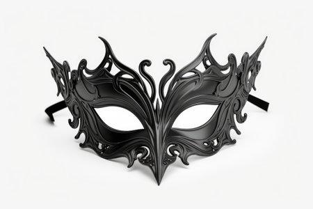 Mysterious Black Carnival Mask Isolated On White backgroundの素材