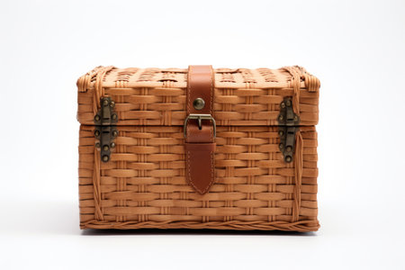 Handwoven Storage Box Isolated On White Backgroundの素材