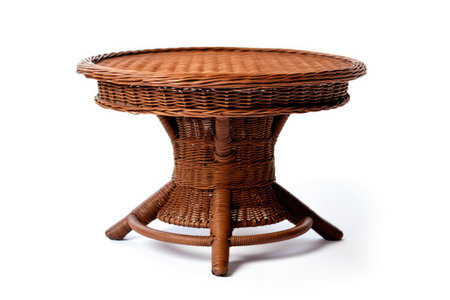 Handwoven Mini Dining Table Isolated On White Backgroundの素材