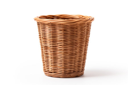 Wicker Storage Bin Isolated On White Backgroundの素材