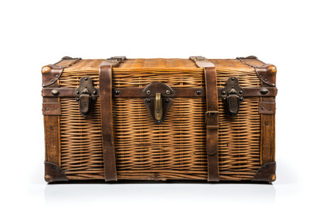 Wicker Trunk Isolated On White Backgroundの素材