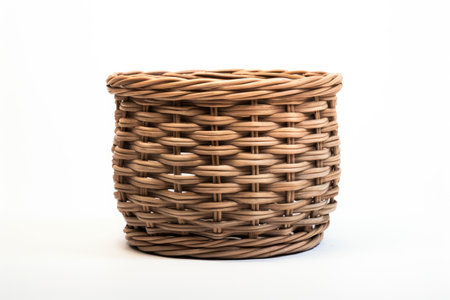 Wicker Storage Container Isolated On White Backgroundの素材