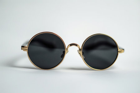 Black Sunglasses with Black Lenses Isolated On White Background.の素材