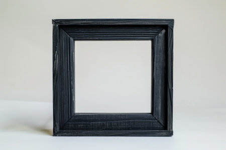 The Black Wood Photo Frame Isolated On White Background.の素材