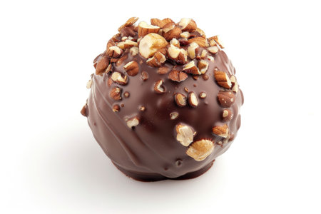 Chocolate Balls with Nuts Isolated On White Background.の素材