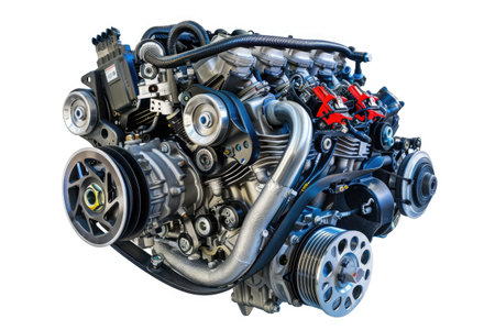 The Modern Car Engine Isolated On White Background.の素材