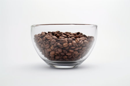 Coffee Beans in a Glass Cup Isolated On White Background.の素材
