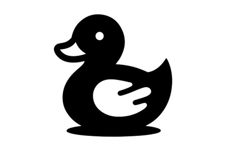Duck icon. Black and white vector illustration isolated on white background.のイラスト素材