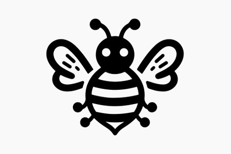 Cute bee. Black and white vector illustration isolated on white background.のイラスト素材