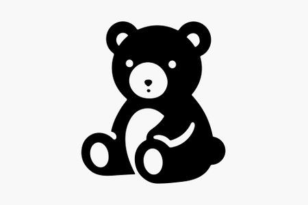 Black and white teddy bear on white background. Vector illustration.のイラスト素材
