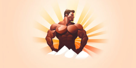 Bodybuilder. Bodybuilding. Muscular man. Vector illustration.の素材