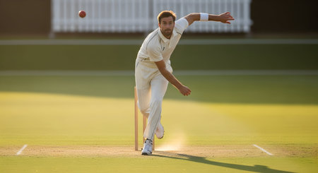 Cricket player in action during the game of the Batsmanの素材