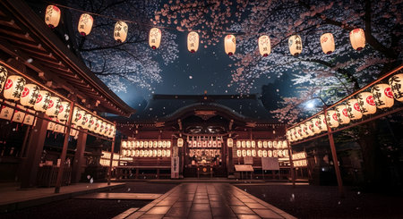 Night view of the Sensoji temple in Kyoto, Japan.の素材
