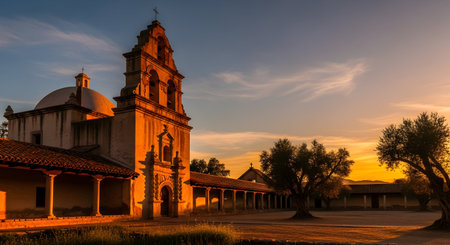Sunset at the Monastery of San Esteban in Aragon, Spainの素材