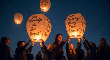 Unidentified people holding paper lanterns during Yee Peng Festival in Chiang Mai, Thailand.の素材