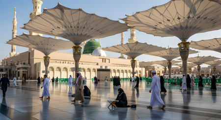 Muslim pilgrims from all over the world gathered to perform Umrah or Hajj at the Haram Mosque in Mecca, Saudi Arabia, days of Hajjの素材