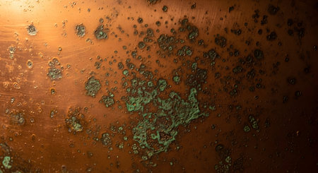 abstract background of rusty metal with spots and streaks of green paintの素材