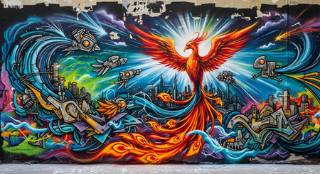 Mural art at East Williamsburg in Brooklyn. Outdoor art gallery known as the Bushwick Collective has most diverse collection of street art in Brooklynの素材