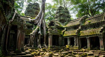 Ta Prohm Temple in Angkor Thom, Siem Reap, Cambodiaの素材