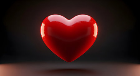 Red heart on black background. 3D rendering. Valentine's Dayの素材