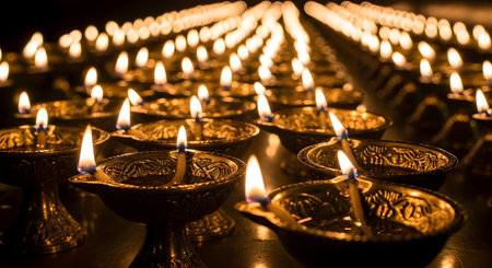 Candle light in thai temple with shallow depth of field.の素材