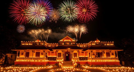 Fireworks in Wat Phra That Doi Suthep, Chiang Mai, Thailandの素材